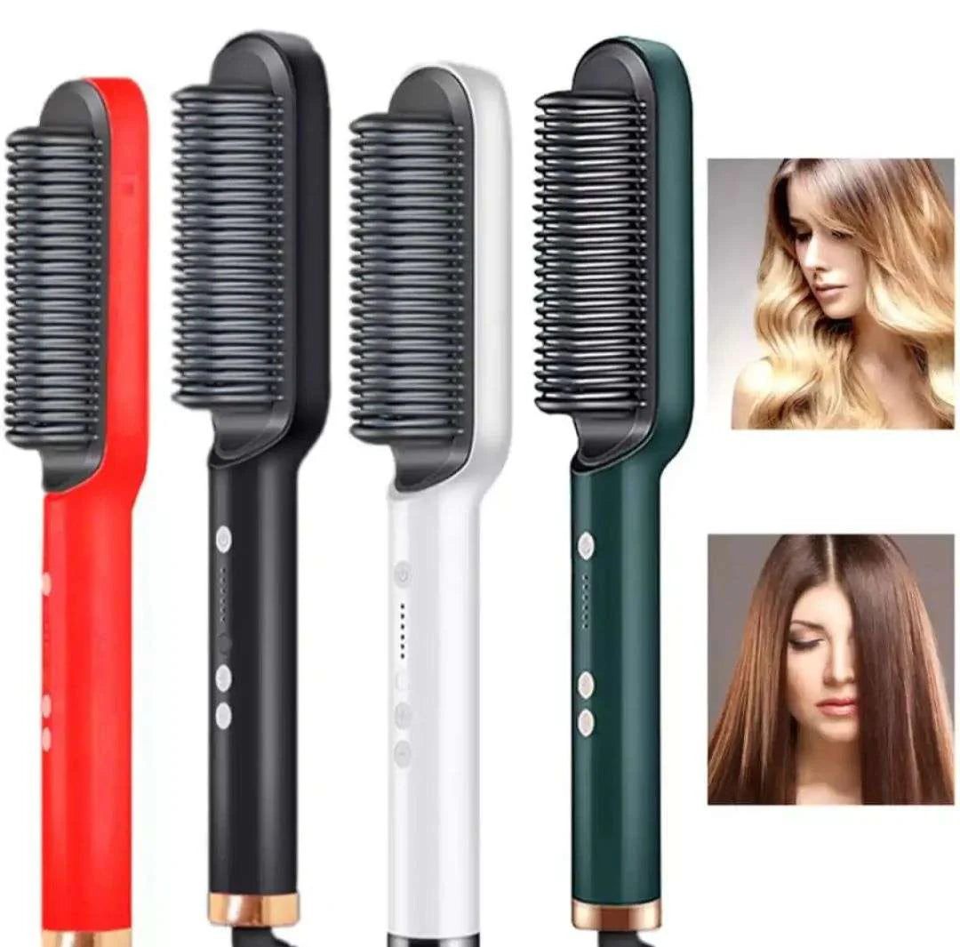 2-in-1 Hair Straightener & Curler Brush
